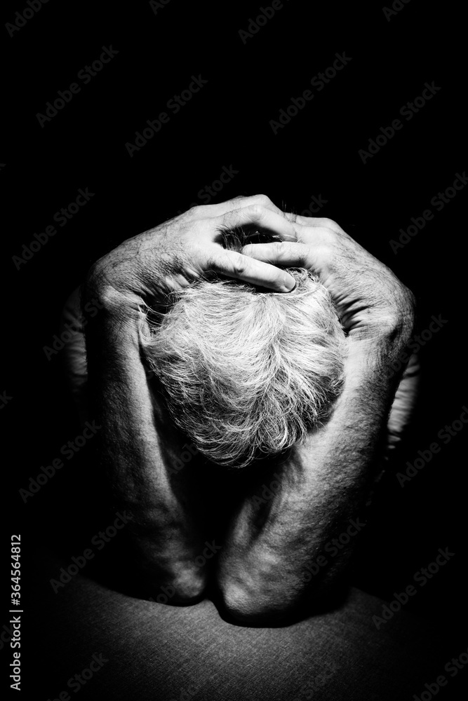 Side Profile Of A Sad Man With Hands On Face Looking Down. Depression And  Anxiety Disorder Concept Stock Photo, Picture and Royalty Free Image. Image  89272898.