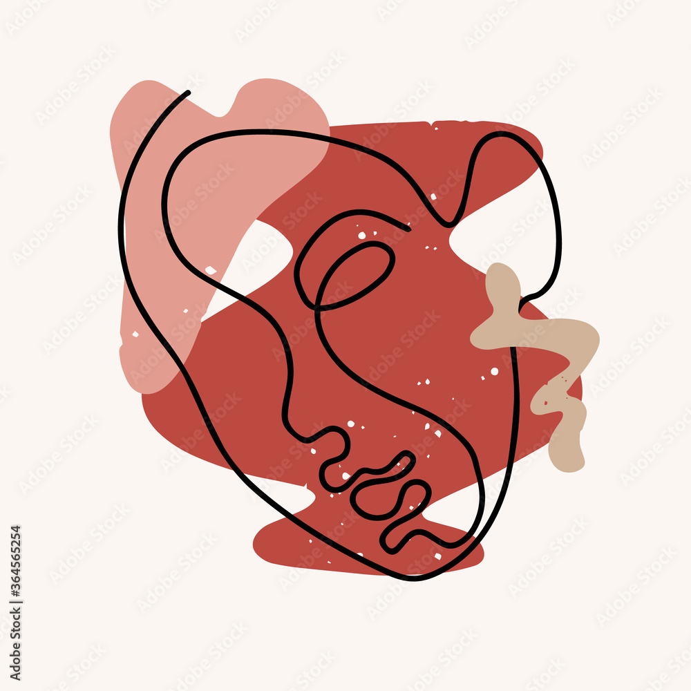 Vector hand drawn flat illustration of woman isolated. Continuous line artwork with abstract shapes. Template for card, poster, banner, print for t-shirt, pin, badge, patch. Vector hand drawn flat illustration of woman isolated. Continuous line artwork with abstract shapes. Template for card, poster, banner, print for t-shirt, pin, badge, patch.