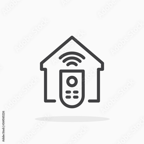 Smart home remote control icon in line style. Editable stroke.