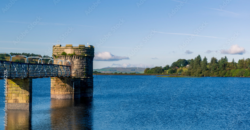 View of draw off tower, Barcraigs Reservoir, Lochwinnoch, Renfrewshire, Scotland, UK View of draw off tower, Barcraigs Reservoir, Lochwinnoch, Renfrewshire, Scotland, UK