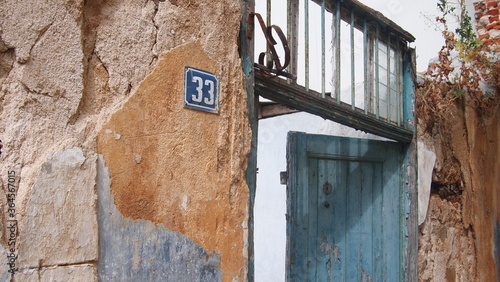 Facade of a destroyed house, Arnaia, Halkidiki, Greece photo