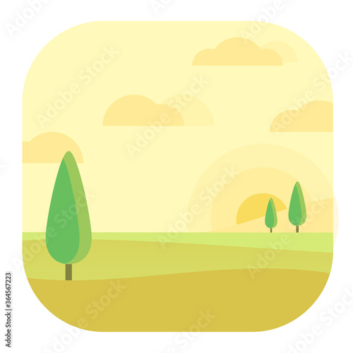 Afternoon Landscape Modern Conceptual Design Illustration Vector