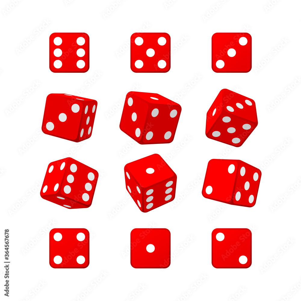 Dice set red casino white background vector illustration Dice set red casino white background vector illustration