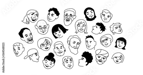 Animated set of people portraits for social media