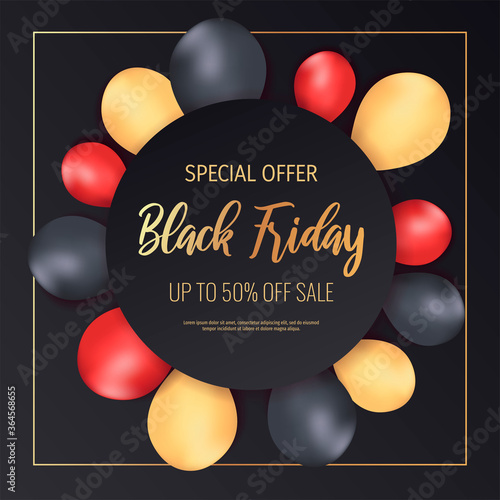 Promo sale flyer for Black friday. Shopping, Clothing store, Supermarket, Order online, Sale concept. Vector illustration for poster, banner, flyer, advertising, promo, commercial.