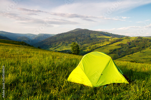 Fototapeta Naklejka Na Ścianę i Meble -  Lonely tent in Beskidy Mountains, Poland, Europe