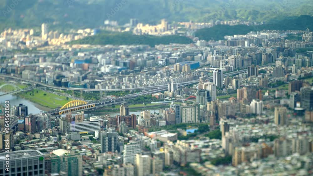 The Taipei 101 Observation Deck in Taiwan looks like a model of the beautiful Taipei skyline shift photography The Taipei 101 Observation Deck in Taiwan looks like a model of the beautiful Taipei skyline shift photography