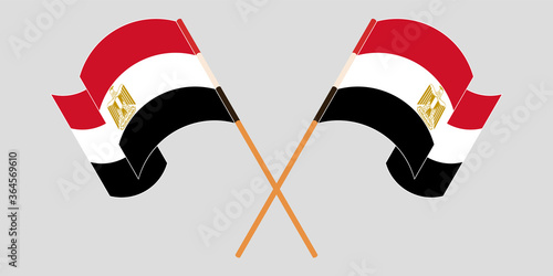 Crossed and waving flags of Egypt