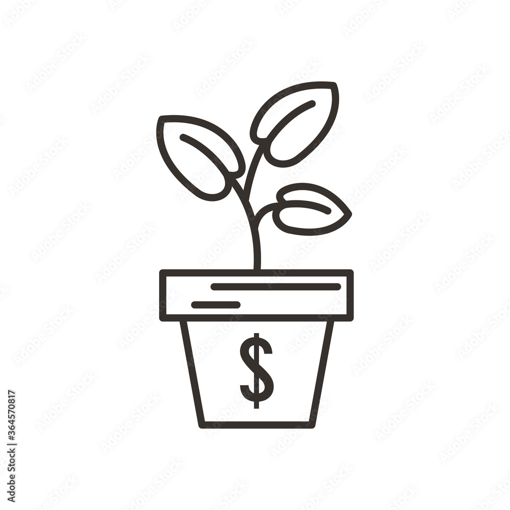 euro on plant line style icon vector design euro on plant line style icon vector design