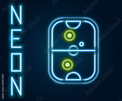 Glowing neon line Air hockey table icon isolated on black background. Colorful outline concept. Vector Illustration.