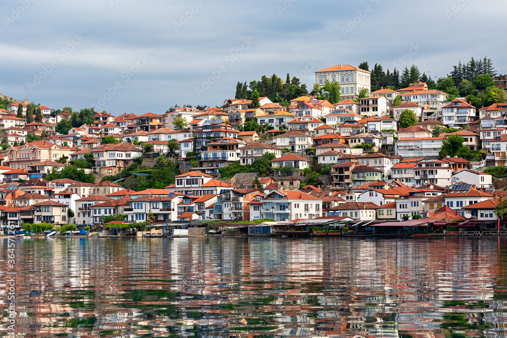 Historical houses in the old town Ohrid, in Ohrid Lake, North Macedonia