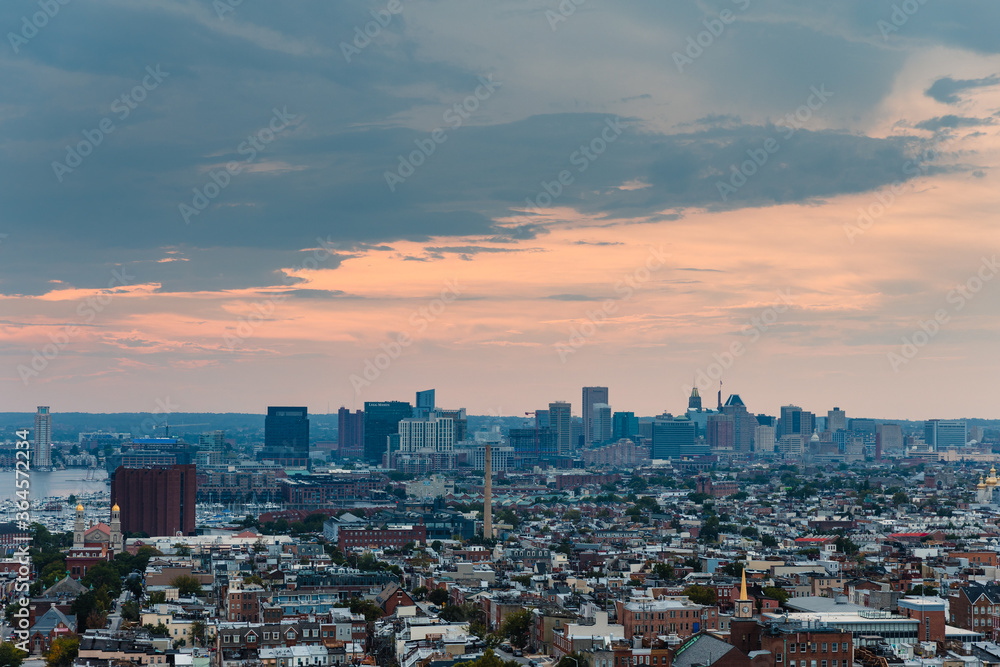 Baltimore City Skyline Sunset