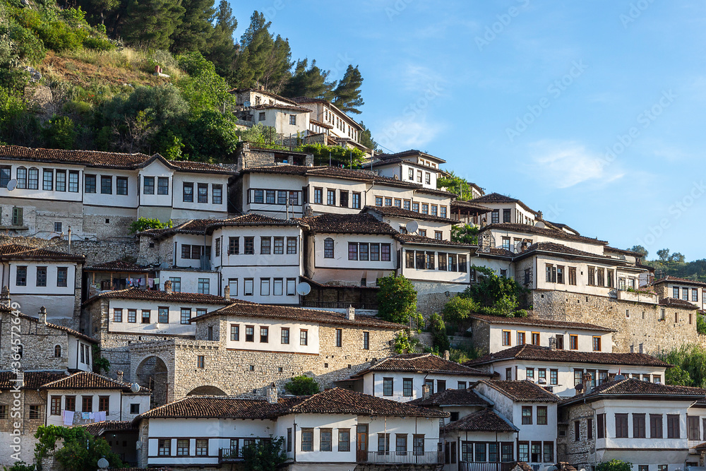 Historical oriental houses in the old town Berat in Albania