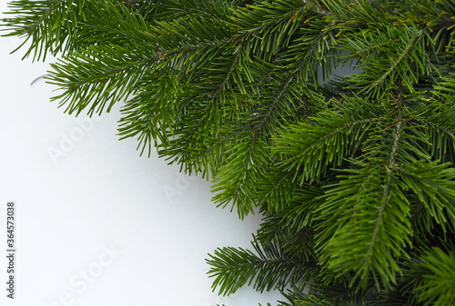 Christmas green frames on a white wooden background.