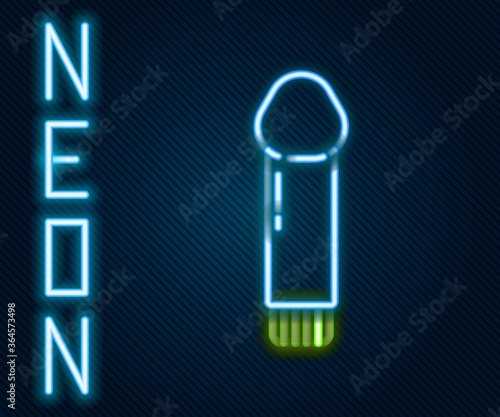 Glowing neon line Dildo vibrator for sex games icon isolated on black background. Sex toy for adult. Vaginal exercise machines for intimate. Colorful outline concept. Vector Illustration.