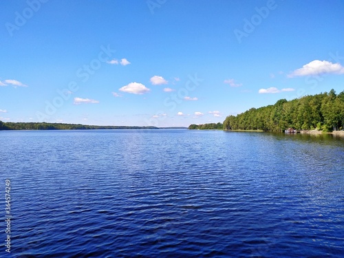 Water surface. Summer view of the lake