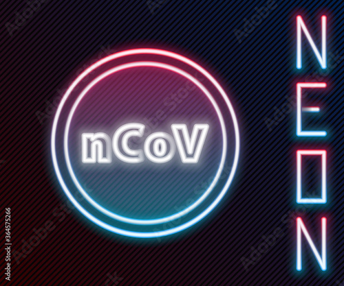 Glowing neon line Corona virus 2019-nCoV icon isolated on black background. Bacteria and germs, cell cancer, microbe, fungi. Colorful outline concept. Vector Illustration.