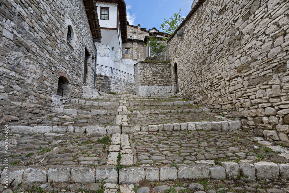Cobble stone streets in Berat, Albania.