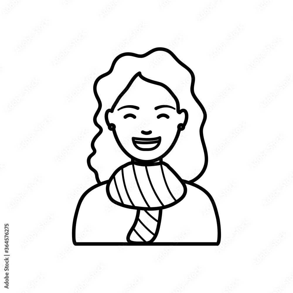 diversity people concept, cartoon woman smiling and wearing a scarf, line style diversity people concept, cartoon woman smiling and wearing a scarf, line style