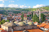 Skyline of Sarajevo with the domes of the old bazar known as Brusa Bezestan, Bosnia