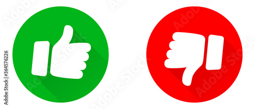 Thumbs up and thumb down icon set. Thumb up and thumb down line icons. Flat style - stock vector.