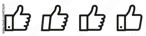 Thumbs up icon set. Thumb up line icons. Flat style - stock vector.