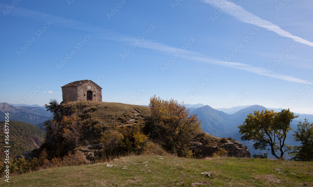 The chapel Saint-Michel de Cousson in the mountains of Digne les Bains, France