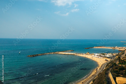 View at the open sea, city of Tel Aviv Israel.