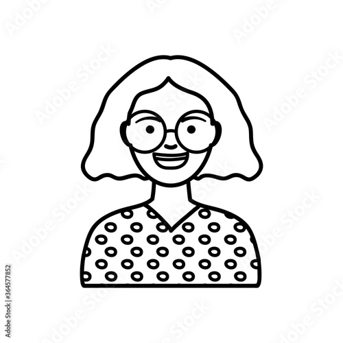 hipster girl wearing round glasses, line style