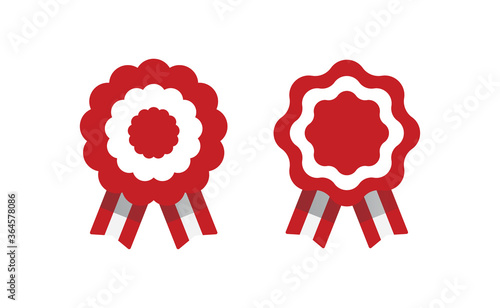 Peruvian cockade vector illustration. National symbol with Peru flag colors. Red and white rosette ribbon.