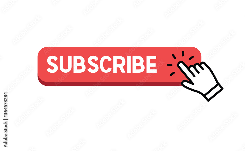 Subscribe button with hand click icon. Subscribe button with hand click icon.