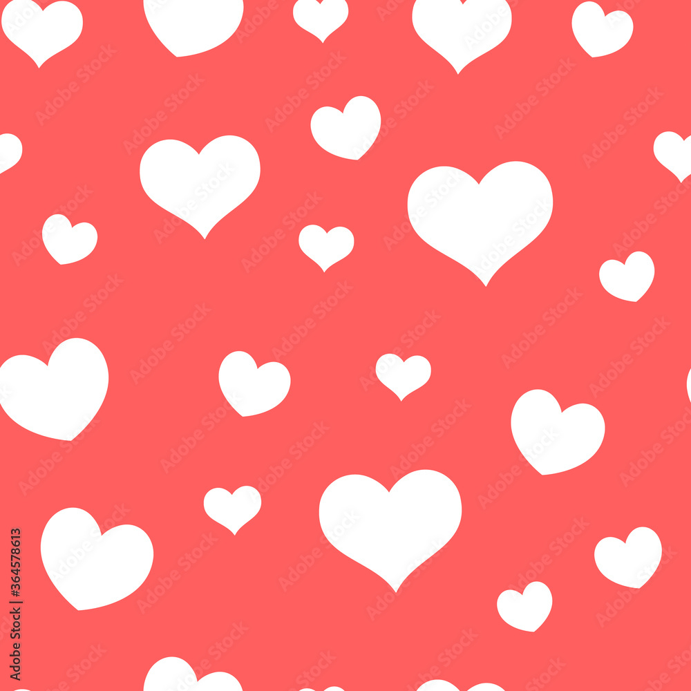 Seamless pattern of hearts. Universal print. Loopable love texture. Romantic background for designs.