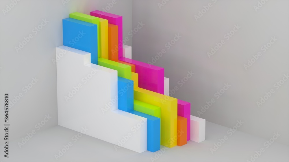 Abstract image of multicolored steps 3D image Abstract image of multicolored steps 3D image