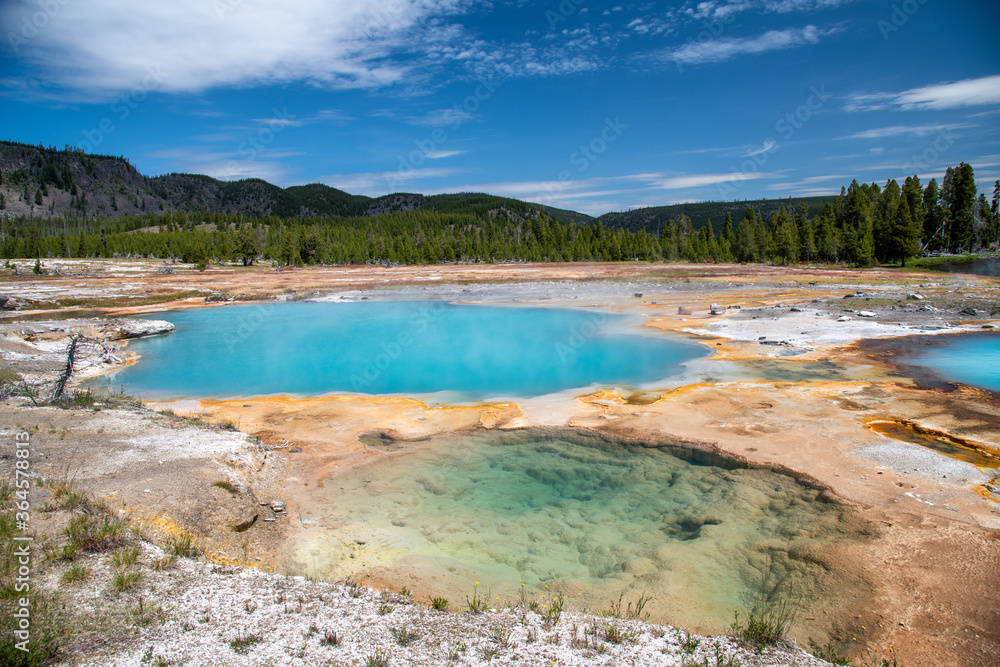 Biscuit Basin pools in Yellowstone National Park Biscuit Basin pools in Yellowstone National Park