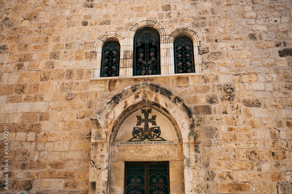 Entrance of the cenacle building, city of Jerusalem Israel.
