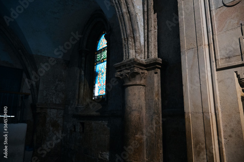 Photos Stone pillars in cenacle building, city of Jerusalem Israel.