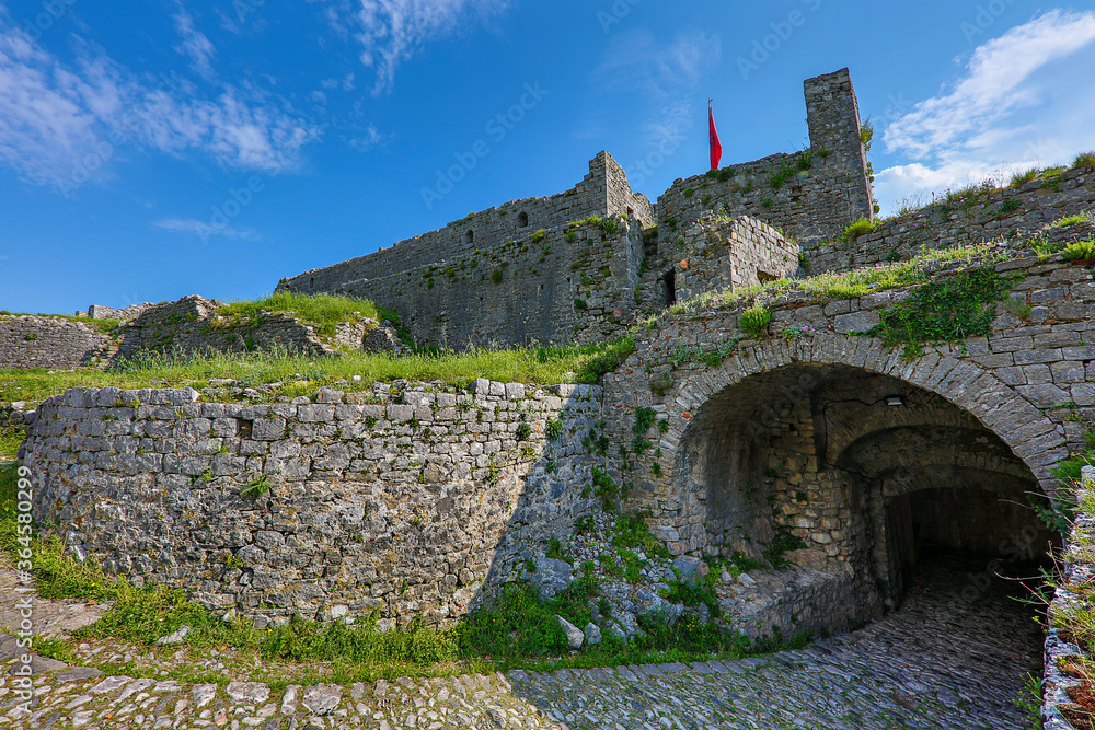 Obraz premium Remains of Rozafa Castle in the city of Shkodra, known also as Shkoder, Albania