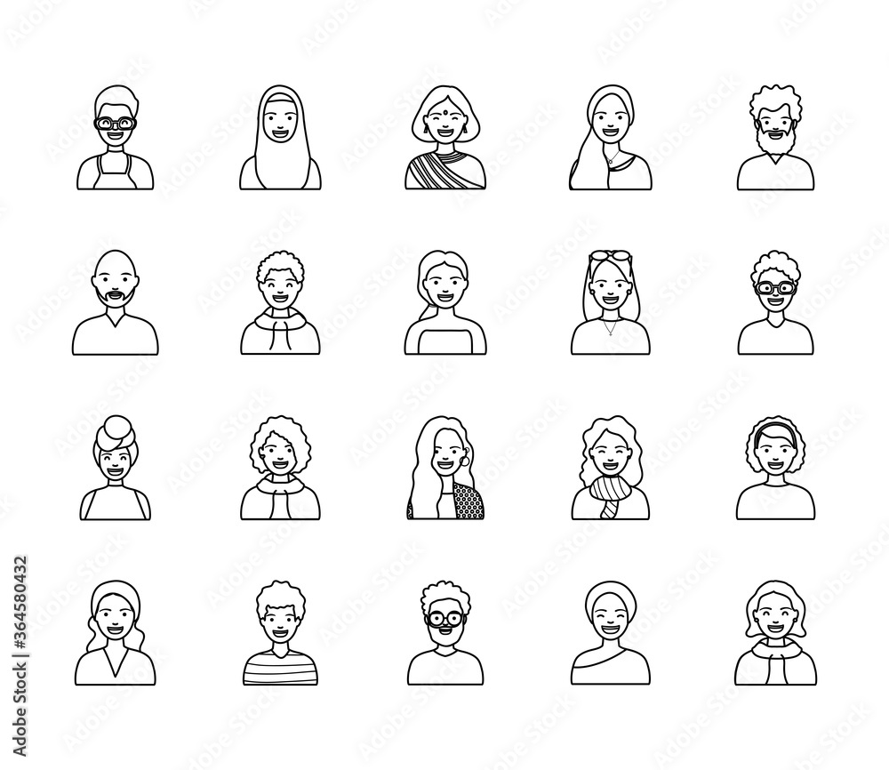 diversity people icon set over white background, flat style diversity people icon set over white background, flat style