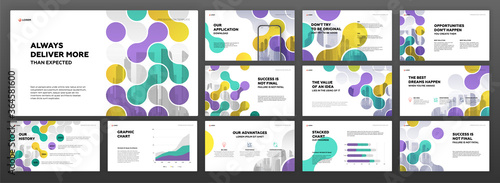 Modern powerpoint presentation templates set. Use for modern keynote presentation background  brochure design  website slider  landing page  annual report  company profile.