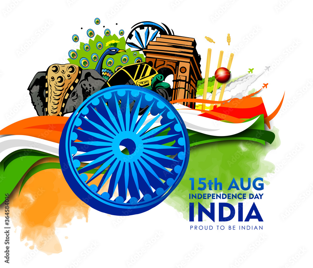 vector illustration of 15th August india Happy Independence Day. Stock ...