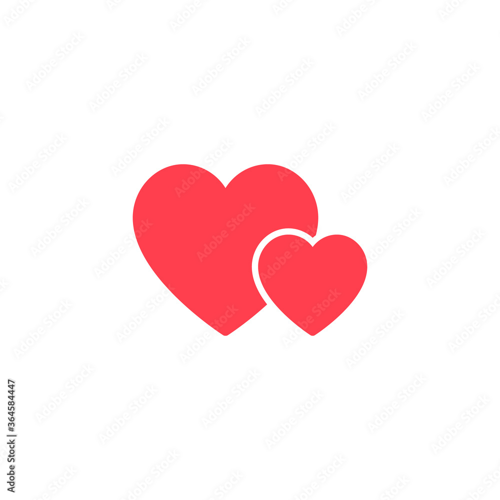 Two Hearts icon on White Background - Vector flat Illustration