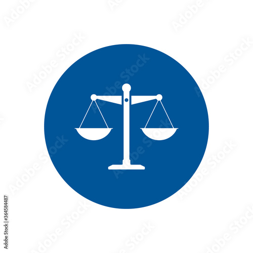 Scales Icon, scale symbol isolated on blue round background