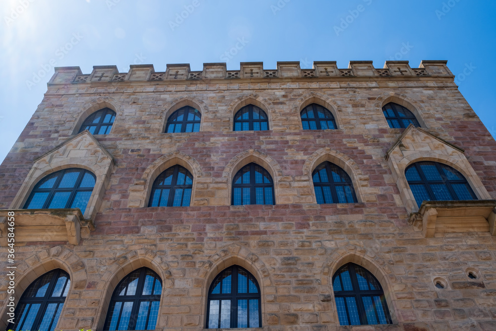 Facade of the historically significant castle in Hambach / Germany in the Palatinate