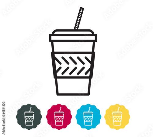 Plastic Disposable Cup with Straw -  Icon