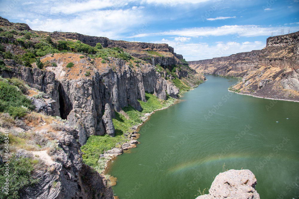 Rainbow over Snake River in the Shoshone Falls, Idaho