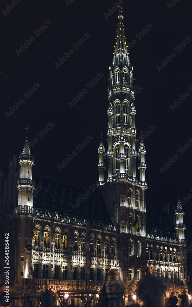 Grand Place City Hall at night