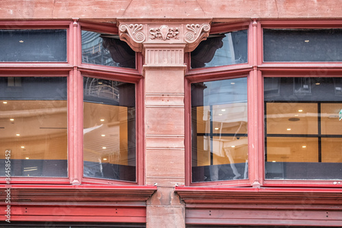 Canvas Print Windows in Red Commercial Building