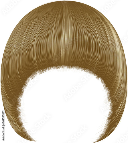 trendy  woman  hairs Pageboy with fringe  . light  blond  colors .
 medium length . beauty style . realistic  3d .
