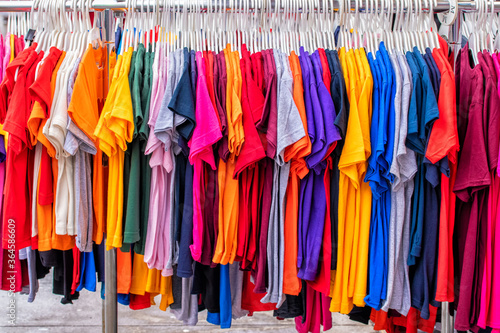 Rack of Brightly Coloured Tee Shirts 