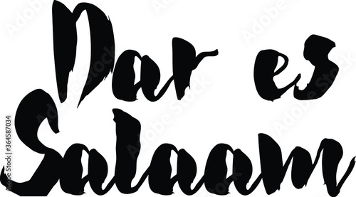 Capital City Name   Dar es Salaam  Hand Written Typography word modern  Calligraphy Text 